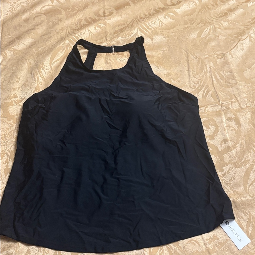 Black Racerback Swim Tank with Built in Bra